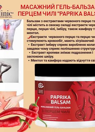 Масажний гель-бальзам з перцем чилі "paprika balsam", 500мл
