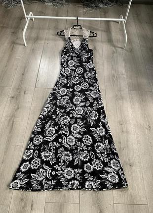 Невероятно элегантное платье макси длинное черного цвета с гаптированной спиной вискоза размер xs s5 фото