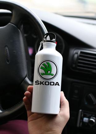 Металева фляга " skoda "для води з принтом1 фото