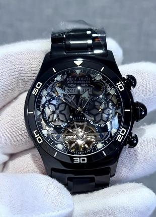 Чоловічий годинник reef tiger rga703 bubble black automatic skeleton 45mm нові8 фото