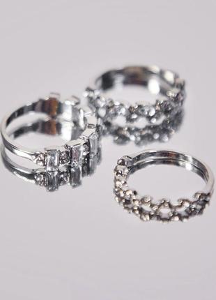 Кольцо с бриллиантом, бижутерия, комплект 3 шт3 фото
