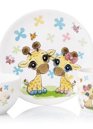 Ardesto set of children's dishes baby giraffes, 3 pcs., new bo...