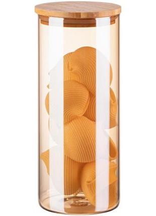 Ardesto jar golden moon, 1000 ml, round, glass, bamboo