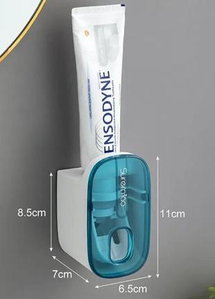 Автоматичний настінний диспенсер для зубної пасти (синій)1 фото