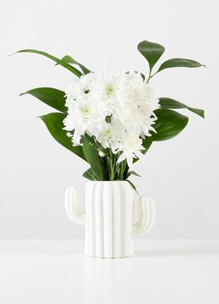 Ваза для квітів декоративна 11 см біла (dh-flowers-02 white)2 фото