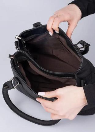Жіноча повсякденна сумка на плече з ручками, жіноча сумочка класична чорна10 фото