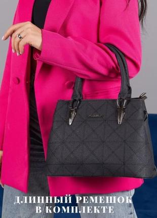 Жіноча повсякденна сумка на плече з ручками, жіноча сумочка класична чорна8 фото