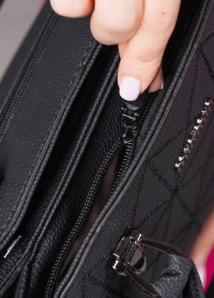 Женская повседневная сумка на плечо с ручками, женская сумочка классическая черная9 фото