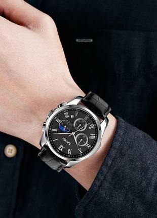 Чоловічий наручний годинник skmei black moon4 фото