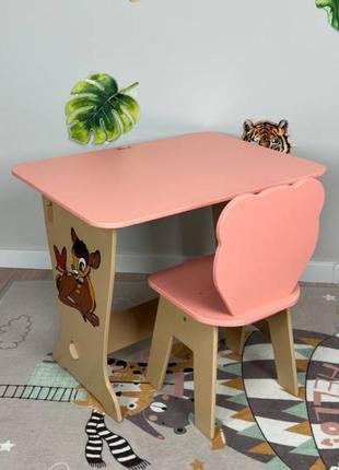 Рожевий дитячий стіл-парта зі стулом фігурним5 фото