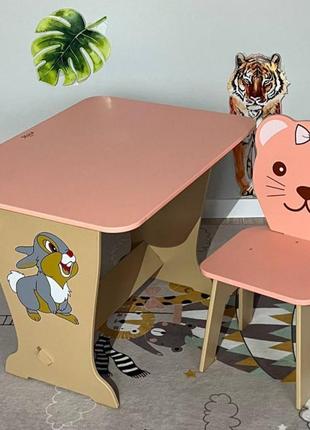 Рожевий дитячий стіл-парта зі стулом фігурним9 фото