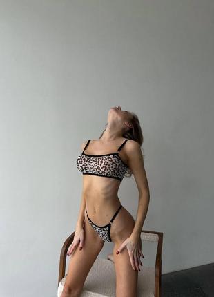 Жіночий базовий комплект білизни з леопардовим принтом1 фото