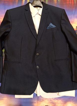 Мужской нарядный костюм тройка aljeca пиджак рубашка брюки штаны платок платочек р. 54 56 xl 2xl xxl4 фото