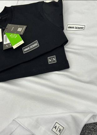 Мужская футболка armani exchange на весну в черном цвете premium качества, стильная и удобная футболка на каждый день2 фото
