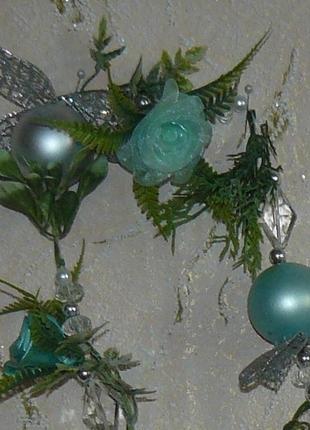 Рождественская гирлянда с бусинами и шарами8 фото
