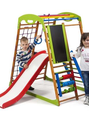 Дитячий різнокольоровий ігровий майданчик з гіркою «babywood p...