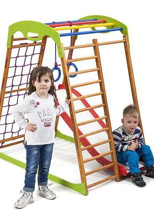 Дитячий різнокольоровий ігровий майданчик з гіркою «babywood p...