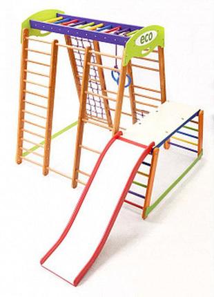 Дитячий різнокольоровий ігровий майданчик з гіркою «карапуз pl...6 фото