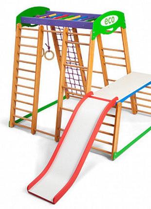 Дитячий різнокольоровий ігровий майданчик з гіркою «карапуз pl...7 фото