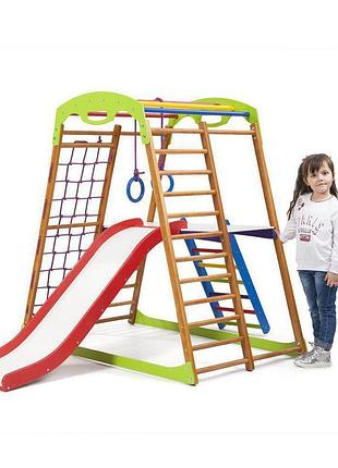 Дитячий різнокольоровий ігровий майданчик з гіркою «babywood p...