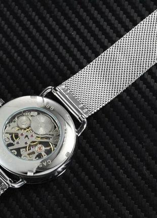 Чоловічі наручні годинники механічні круглі металевий браслет ...5 фото