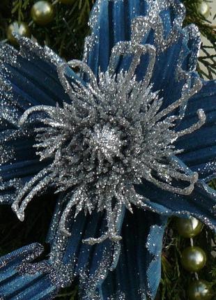 Комплект синих цветов на елку диаметр 16 и 14см3 фото