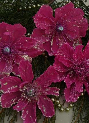 Яскраві квіти з тканини на ялинку діаметр 16-18 см1 фото