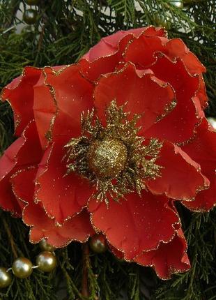 Червона квітка на ялинку, діаметр 14 см1 фото