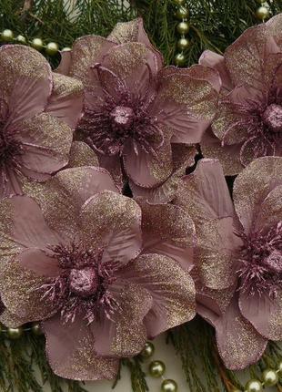 Квіти з блискітками для новорічної гірлянди діаметр 16 і 15 см
