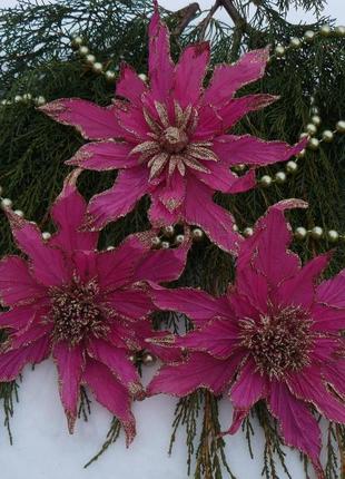 Комплект цветов на елку, новогодний венок1 фото