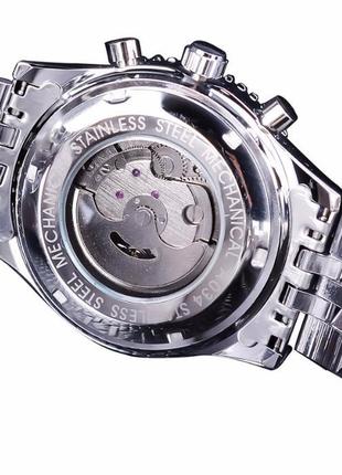 Чоловічі наручні годинники круглі механічні браслет металевий ...4 фото