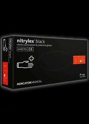 Рукавички нітрилові чорні: mercator medical nitrylex (в уп. 10...