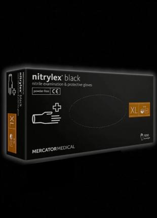 Рукавички нітрилові чорні: mercator medical nitrylex (в уп. 10...