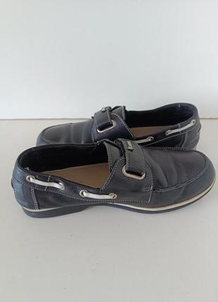 Р 35 стелька 23 см кожаные детские черные туфли топсайдеры мокасины с ортопедической стелькой3 фото