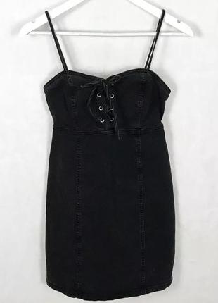 Сарафан джинсовое платье мини черный серый denim1 фото