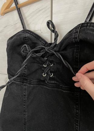 Сарафан джинсовое платье мини черный серый denim4 фото
