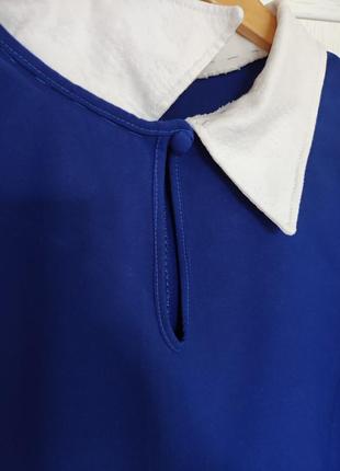 Платье-футляр синяя со сменным воротничком7 фото