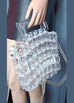 Zara сумочка плетіння з прозорих намистин грані силіконова6 фото