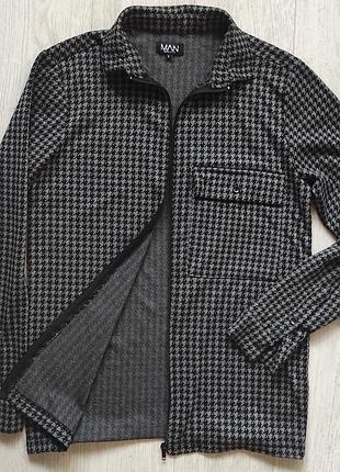 Boohoo man сорочка трикотаж туреччина довгий рукав гусяча лапка