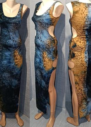 Сукня lieblein mode design виріз відверте довге трикотаж стрейч2 фото