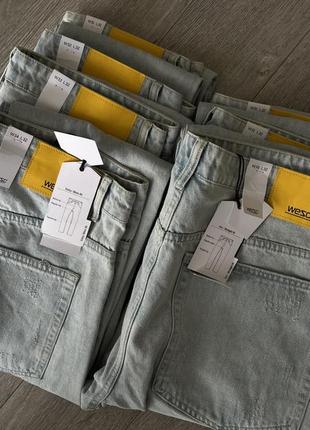 Wesc eddy slim tapered jeans джинси денім denim оригінал нові світлі легкі потерті стильні слім гарні преміум deconstructed рвані принти10 фото