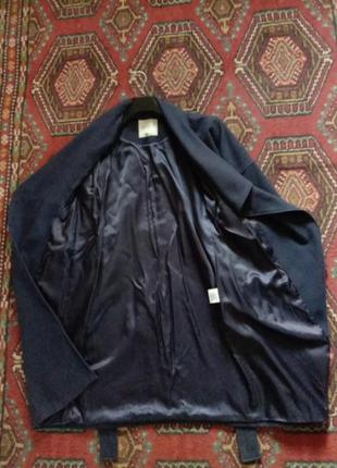 Пальто gepur темно -синє еко-кашемір на запах л6 фото
