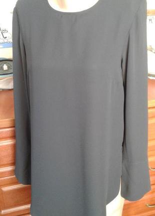 H&m подовжена чорна шифонова блуза туніка хс-м3 фото