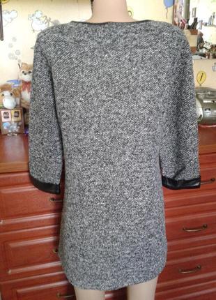 Сіре-меланжеві плаття-туніка з обробкою шкіряної і накладними ...3 фото