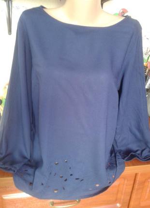 F&f стан нової темно-синя блуза з перфорацією 48-50р