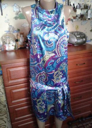 Zolla атласне гарнюще міді-сукня сарафан л(48р)2 фото