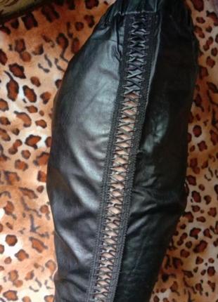 Amisu шкіряні штани жіночі легінси зі шнурівкою висока посадка...3 фото