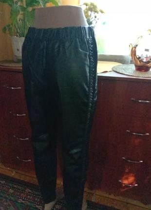Amisu шкіряні штани жіночі легінси зі шнурівкою висока посадка...6 фото