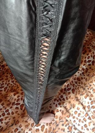Amisu шкіряні штани жіночі легінси зі шнурівкою висока посадка...7 фото