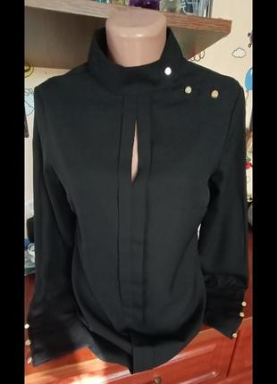 Benneton сексуальна чорна блуза сорочка з-м